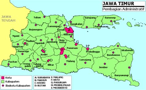 Letak Geografis Kabupaten Dan Kota Di Prov Jawa Timur Jatim