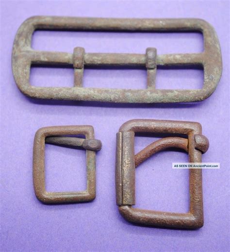 Group Of 3 Post Medieval Brass And Copper Buckles 18th Century Ad