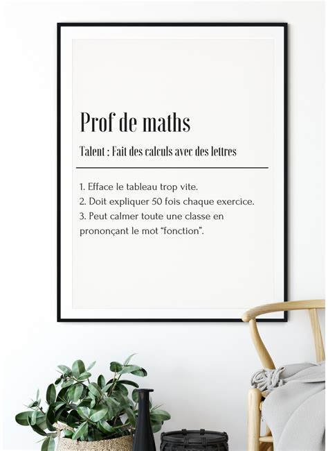 Affiche D Finition M Tier Professeur De Maths Lafficherie