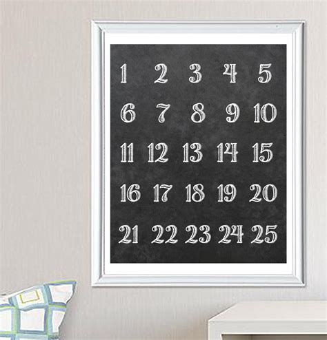 Chalkboard Numbers Printable Numbers 1 To 25 Poster Kids Room Decor