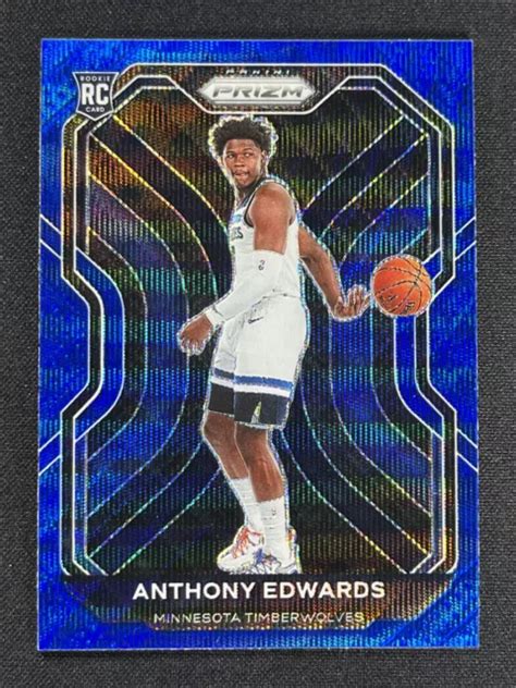 Panini Prizm Anthony Edwards Blue Wave Prizm Recrue Rc