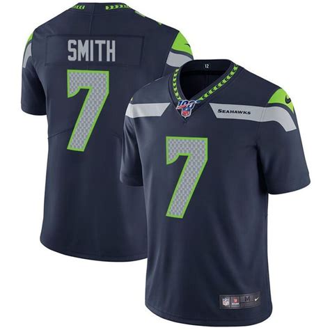 Men's Seattle Seahawks #7 Geno Smith Navy 100th Season Limited Jersey ...