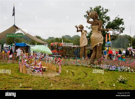 Straw Sculpture In The Avalon Field Glastonbury Festival Pilton