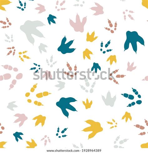 Dinosaur Footprint Tracks Minimal Color Seamless Stock Vector (Royalty ...