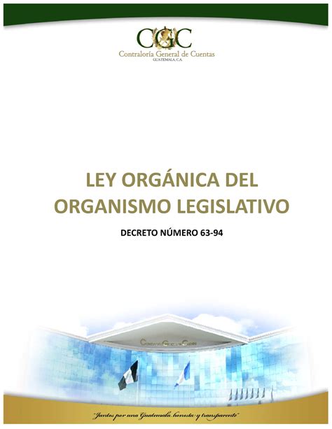 LEY Organica DEL Organismo Legislativo LEY ORGÁNICA DEL ORGANISMO