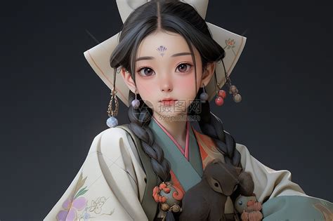 可爱的女孩穿着汉服3d游戏角色插画图片下载 正版图片402481604 摄图网