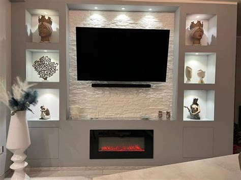 Modern Living Room Design with Fireplace and Mounted TV