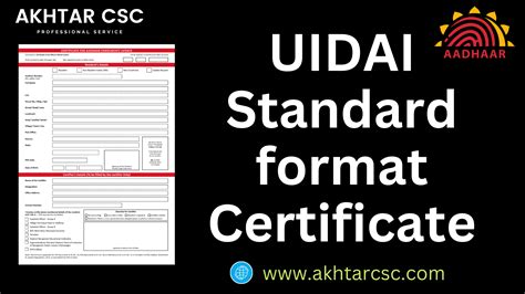 Uidai Standard Certificate Format Akhtar Csc