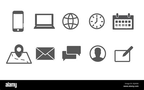 Vector Isolated Contact Related Icons Black And White Contact Icon Set