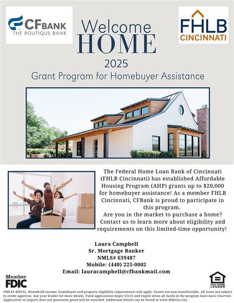 Laura - Welcome Home Grants open on March 3rd. Call today to start the