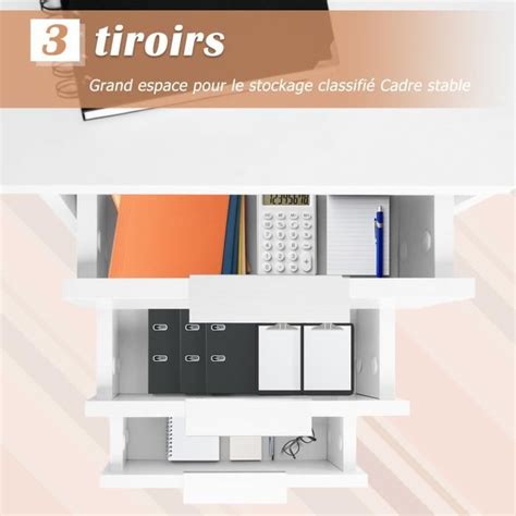 Costway Bureau Informatique En Bois Table Dordinateur Tiroirs De