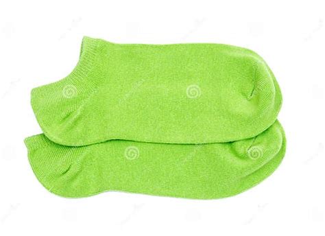 Woman`s Original Ankle Low Rise Green Socks Isolated On White Stock