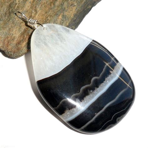 Black and White Agate Pendant