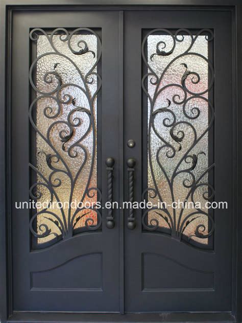 Hand Forged Classic Wrought Iron Entry Doors With Solid Iron Scrolls China Wrought Iron Door