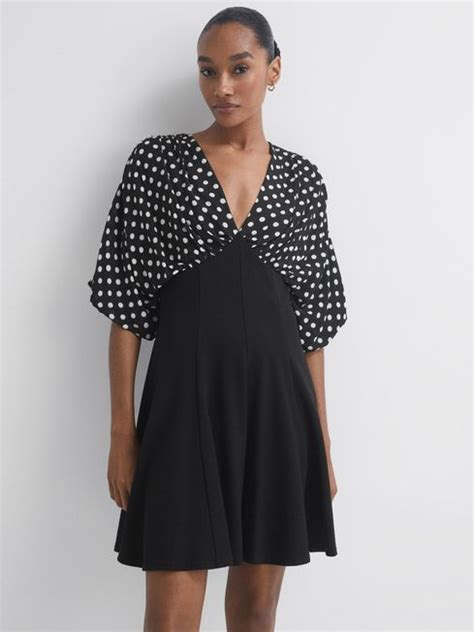 Florere Polka Dot Mini Skater Dress Reiss Usa