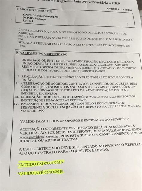 Prefeitura consegue mais uma certidão para o Município Prefeitura