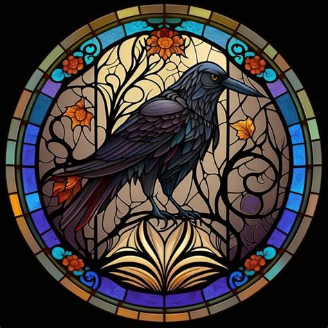 Stained Glass Raven Etsy