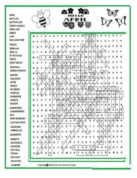 Big April Word Search Large Puzzle By Scorton Creek Publishing Kevin Cox