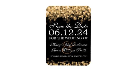 Elegant Save The Date Gold Lights Magnet Zazzle