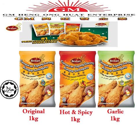 Bestari Crispy Fried Chicken Coating Mix Original Hot And Spicy Garlic 1kg Lazada