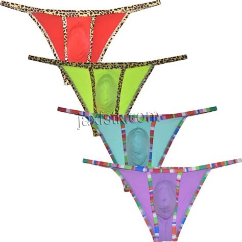 Men Underwear Leopard Bordered Bikini Briefs Male String Ice Silk Hipster Thong Mu