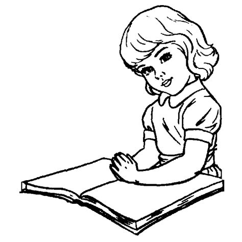 Desenho De Menina Lendo Livro De Hist Rias Para Colorir Tudodesenhos