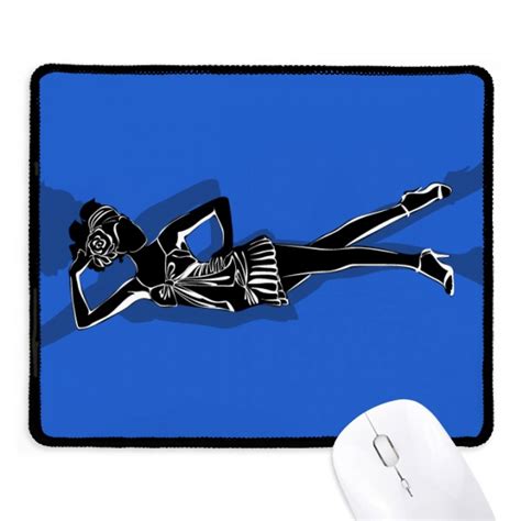 Blue Plump Beautiful Girl Mousepad Stitched Edge Mat Rubber Gang Pad