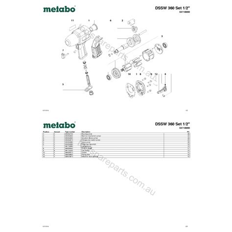 Metabo DSSW 360 Set 1/2" 04118000 Spare Parts