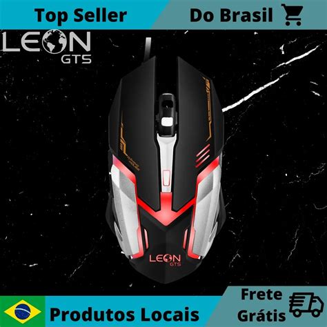 Mouse Gamer Mecânico Fio para Competição Computador LEON GTS V6