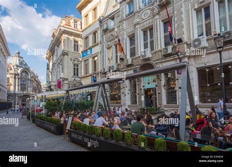 Romania, Bucharest City, Bucharest Old Town, Lipstani street terraces ...