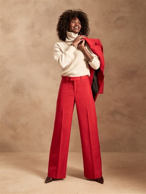 Lido Wide Leg Italian Wool Pant Banana Republic Red Pants Outfit