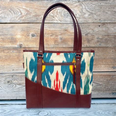 Leather Ikat Handbag Hand And Fairmade In Kyrgyzstan By Siro