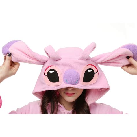 pink stitch kigurumi costume unisex fleece pajamas onesie cosplaymadecom