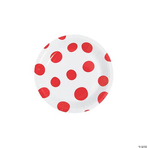 Red Polka Dot Round Paper Dessert Plates Ct Oriental Trading