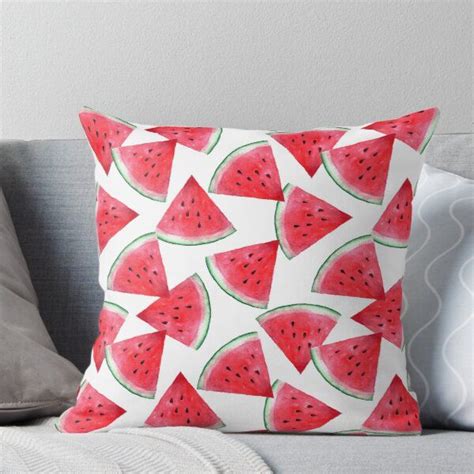 Juicy Watermelon Watercolor Tropical Fruit Pillow For Sale By Epine