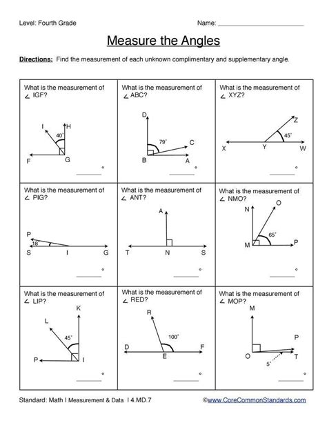 Finding Missing Angles Worksheet Th Grade Angleworksheets