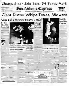 San Antonio Express Newspaper Archives Feb 20 1954 P 1