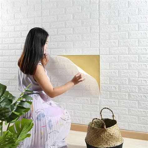 Jual Wallpaper Foam D Bata Putih White Brick Panel Classic Brick