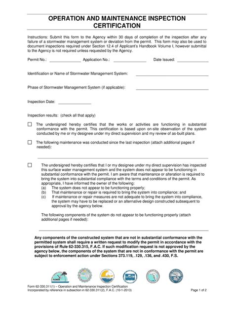 Fillable Online Sfwmd Operation And Maintenance Inspection