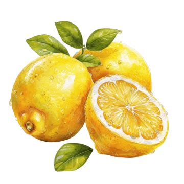 Lemon Juice Watercolor Clip Art Hand Drawn Fresh Juicy PNG