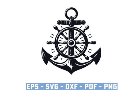 Anchor With Ship Steering Wheel Svg File Graphic By Ripongrafix471