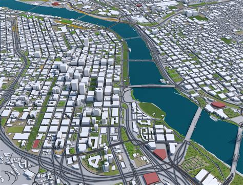 Portland City Oregon Usa 3d Model 50km Portland Oregon City Portland