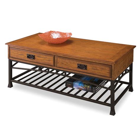 Traditional Modern Craftsman Distressed Oak Coffee Table Brylane Home