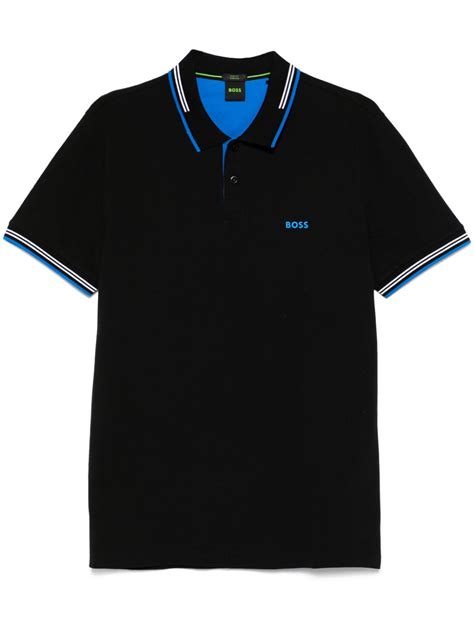 Boss Camisa Polo Logo Emborrachado Preto Farfetch Br