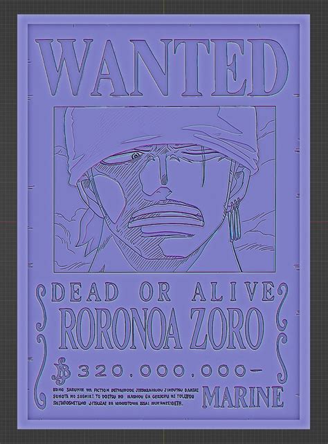 Zoro Wanted Poster One Piece 3d Model 3d Printable Cgtrader