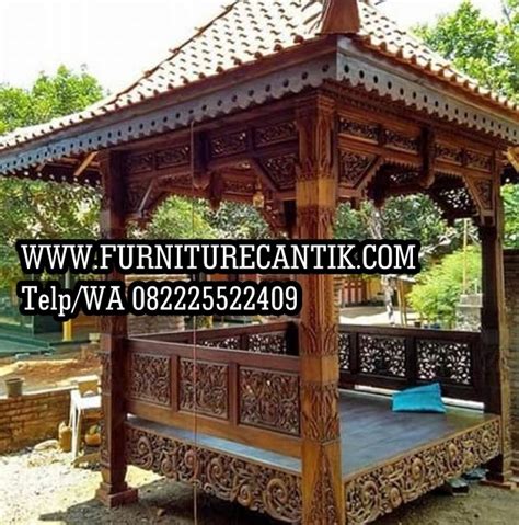 Gazebo Kayu Jati Kombinasi Ukiran Haidi Jati Furniture