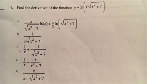 Solved Find The Derivative Of The Function Y Ln X Chegg