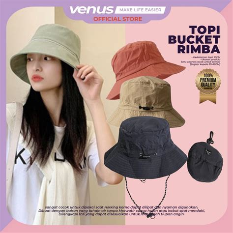 Jual Topi Bucket Hat Rimba Bulat Parasut Tali Packable Hat Waterproof