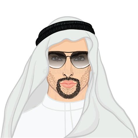 Vector Illustration Portrait Arab Man Keffiyeh Stock Illustrations