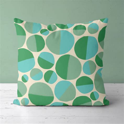 Retro Green And Blue 60s Pattern Throw Pillow Handmade Throw Pillow Patterned Throw Pillows